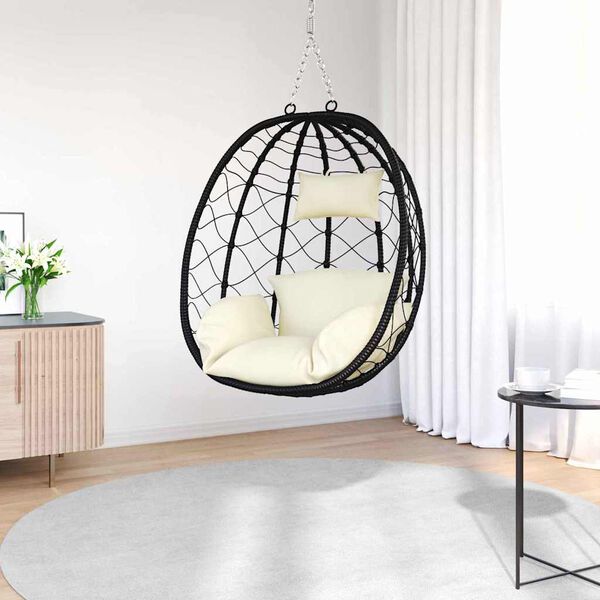 vidaXL Hangandi eggjast&oacute;ll Rj&oacute;mhv&iacute;tt 91,5 x 60 x 110 cm p&oacute;l&yacute;rattan
