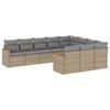 vidaXL 10 Hluta Gar&eth;s&oacute;fasett me&eth; Sessum Drappa&eth; P&oacute;l&yacute;rattan
