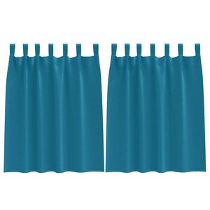 vidaXL Svartgard&iacute;nur me&eth; hringjum 2 pcs T&uacute;rk&iacute;s 140 x 140 cm P&oacute;l&yacute;ester