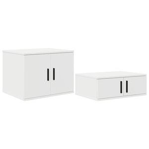 vidaXL Geymsluskápur 2 pcs Hvítt 103 x 41 x 40 cm Samsettur viður