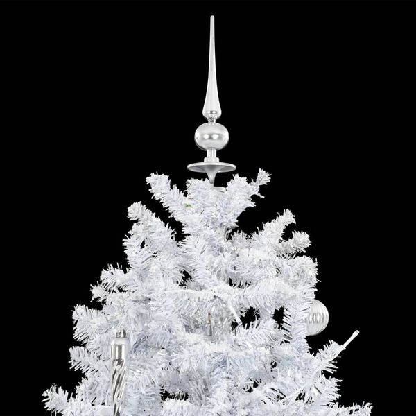 284336 vidaXL Snowing Christmas Tree with Umbrella Base White 170 cm
