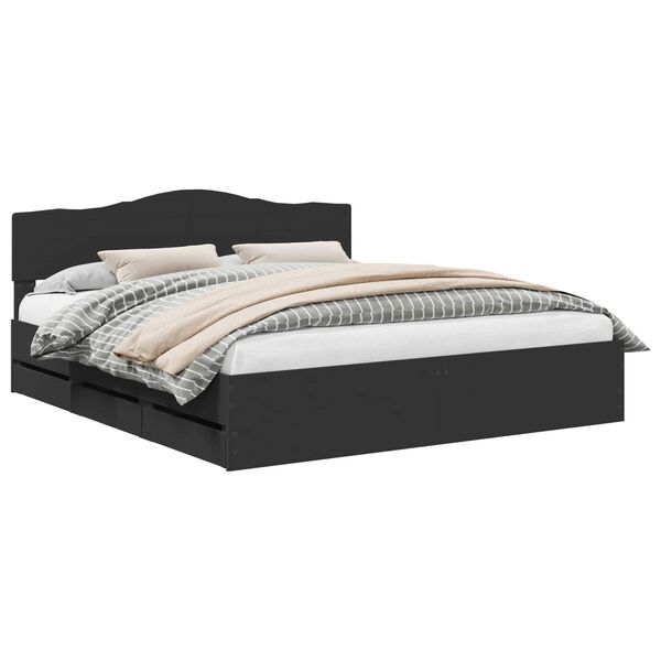 vidaXL Ramsv&iacute;k me&eth; sk&uacute;ffu Svartur 200 x 200 cm Verkfr&aelig;&eth;ilegt tr&eacute;