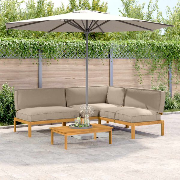 vidaXL S&oacute;fasett me&eth; p&uacute;&eth;i Einlita 4 pcs M&oacute;gr&aacute;r Hrein akas&iacute;utr&eacute;