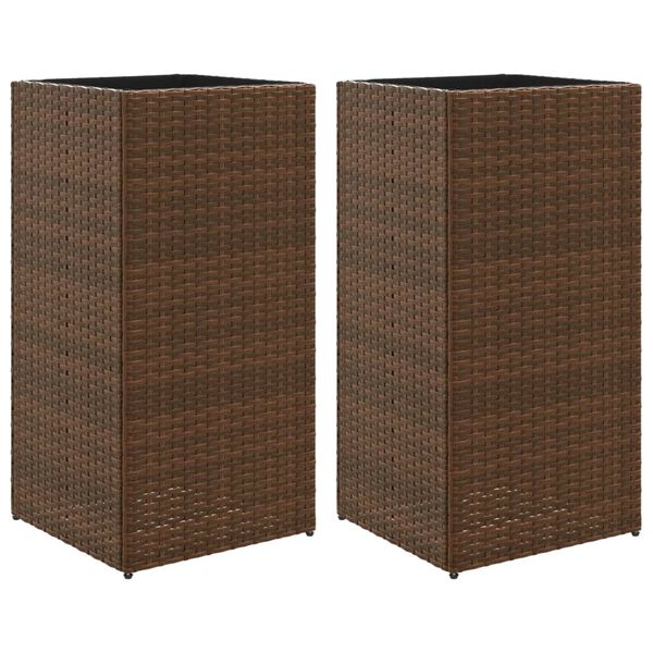 vidaXL Gr&oacute;&eth;urker 2 stk Br&uacute;nt 40x40x80 cm P&oacute;l&yacute;rattan