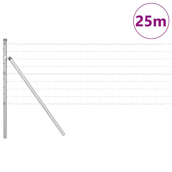 vidaXL Gir&eth;ing me&eth; p&oacute;st Silfur 0,8 x 25 m St&aacute;l og PVC