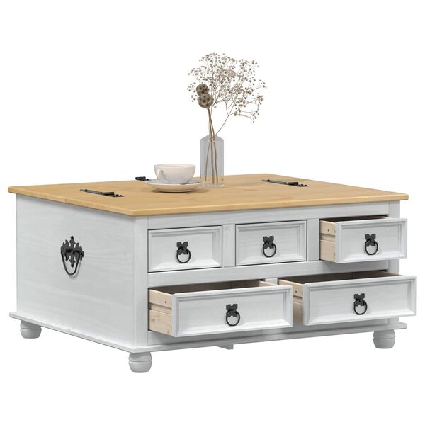 vidaXL storage box me&eth; sk&uacute;ffu Hv&iacute;tt 90 x 78 x 45 cm Solid furuhikk