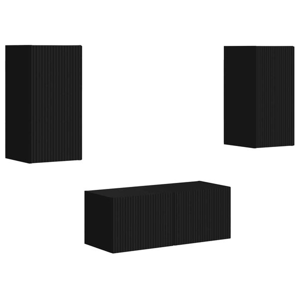 vidaXL Sj&oacute;nvarpssk&aacute;pasett Vegghengt 6 pcs Svartur Samsettur vi&eth;ur