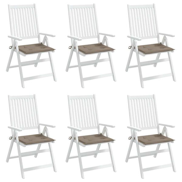 vidaXL Sessur &iacute; Gar&eth;st&oacute;la 6 stk. M&oacute;gr&aacute;ar 40x40x4 cm Oxfordd&uacute;kur