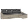 vidaXL S&oacute;fasett me&eth; p&uacute;&eth;i me&eth; geymslu 5 pcs Lj&oacute;sgr&aacute;r p&oacute;l&yacute;rattan