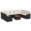 vidaXL Gar&eth;s&oacute;fa sett me&eth; p&uacute;&eth;i 10 pcs Svartur p&oacute;l&yacute;rattan