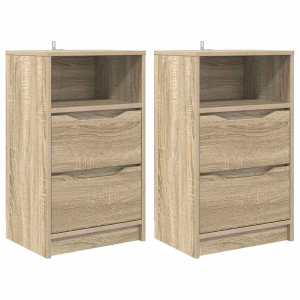 vidaXL N&aelig;turbor&eth; 2 pcs Sonoma Eik 40 x 30 x 467 cm Samsettur vi&eth;ur
