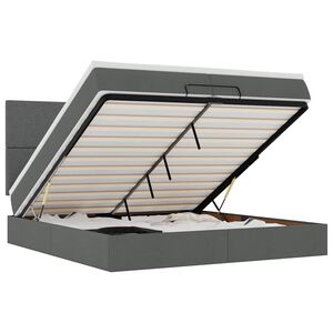 vidaXL Ottoman R&uacute;mgrind me&eth; d&yacute;num D&ouml;kkgr&aacute;r 200x200cm Efni