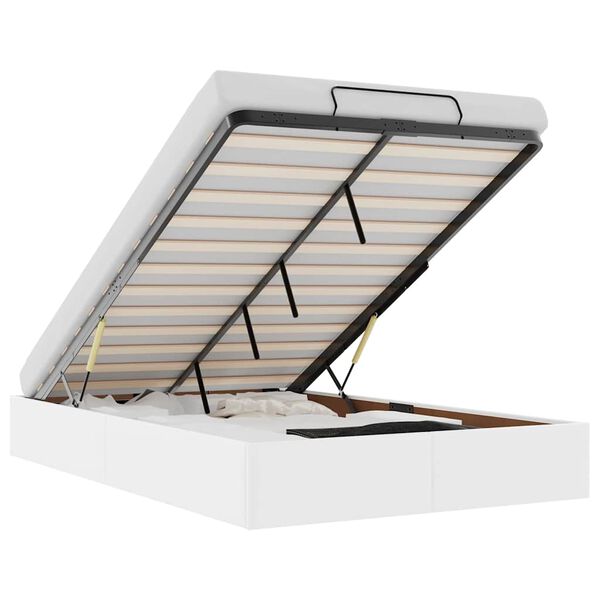 vidaXL Ottoman r&uacute;mgrind &aacute;n d&yacute;nu Hv&iacute;tt 120x190 cm gervi le&eth;ur