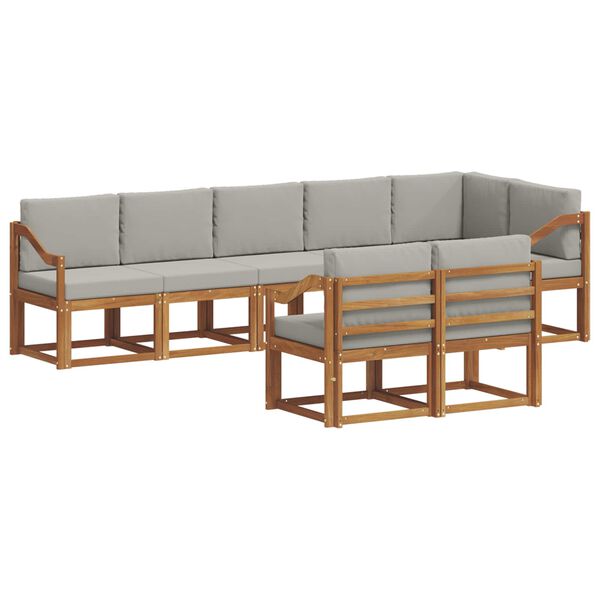 vidaXL &Uacute;ti s&oacute;fasett me&eth; p&uacute;&eth;i 8 pcs N&aacute;tt&uacute;rulegt og Lj&oacute;st Gr&aacute;tt