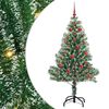 vidaXL Gervij&oacute;latr&eacute; me&eth; Snj&oacute;fl&ouml;kt og LED Lj&oacute;s Gr&aelig;nn og hv&iacute;tur 150 cm