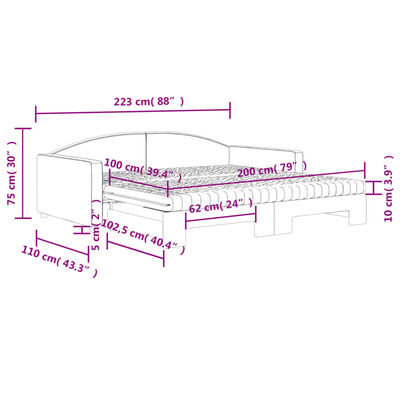 vidaXL Svefnsófi með Hjólaplötu Rjóma 100x200 cm Efni