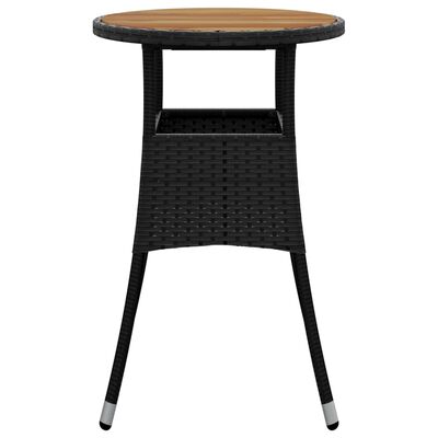 vidaXL Garðborð Ø60x75 cm Akasíuviður og Pólýrattan Svart