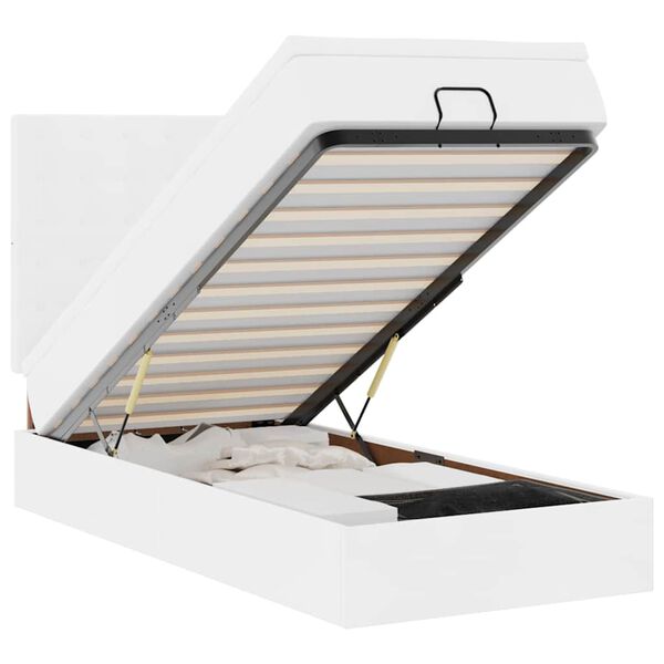 vidaXL Ottoman rúmgrind með dýnu Hvítt 90x190cm gervi leður