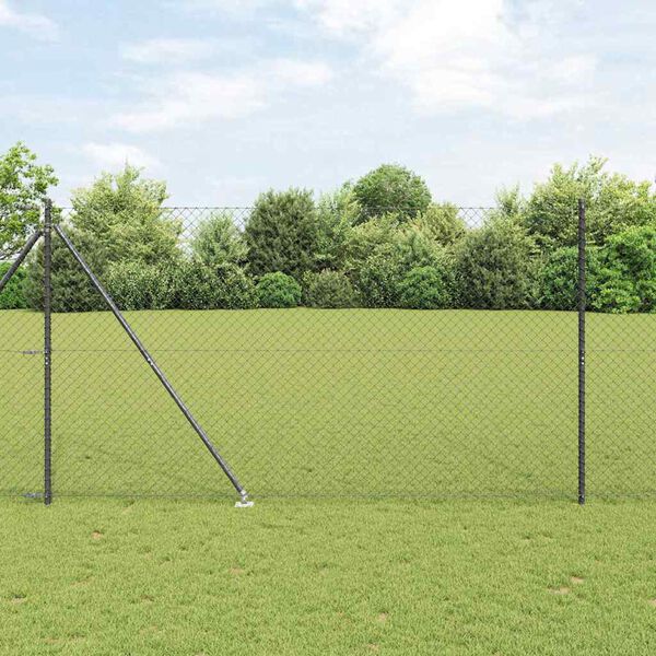 vidaXL Gir&eth;ingarp&oacute;stur Gr&aacute;r 10 x 1,6 m (40 x 40 mm net) St&aacute;l og PVC