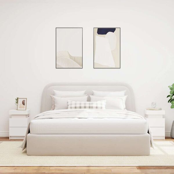 vidaXL N&aacute;ttbor&eth; me&eth; LED-Lj&oacute;sum 2 stk. Hv&iacute;t 35x39x55 cm