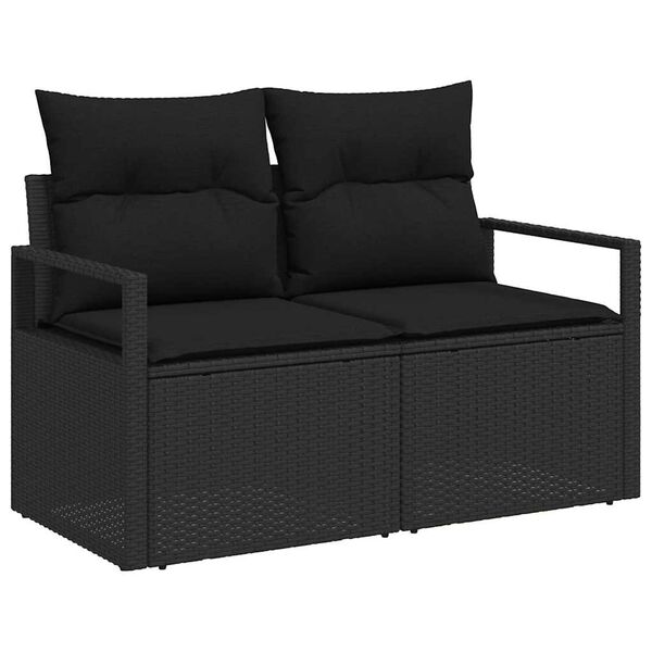 vidaXL S&oacute;fasett me&eth; p&uacute;&eth;i me&eth; geymslu 4 pcs Svartur p&oacute;l&yacute;rattan