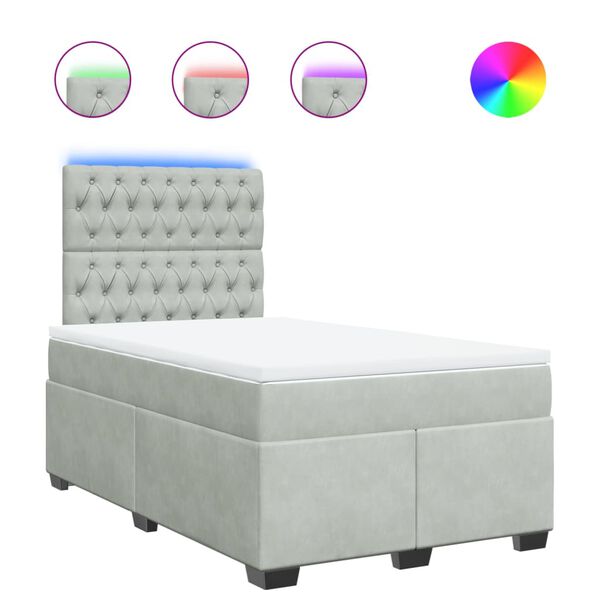 vidaXL H&oacute;lfa&eth; Springr&uacute;m Lj&oacute;sgr&aacute;tt 120x200 cm Flauel