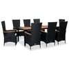 vidaXL 9 Hluta &Uacute;tibor&eth;stofusett me&eth; P&uacute;&eth;um P&oacute;l&yacute;rattan Svart