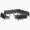 vidaXL Gar&eth;s&oacute;fa sett me&eth; p&uacute;&eth;i 12 pcs Svartur St&aacute;l