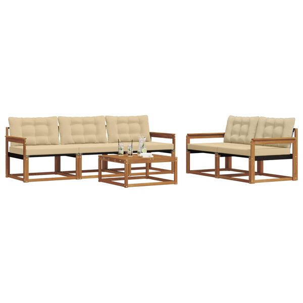 vidaXL &Uacute;ti s&oacute;fasett me&eth; p&uacute;&eth;i 6 pcs N&aacute;tt&uacute;rulegt og B&eacute;ig