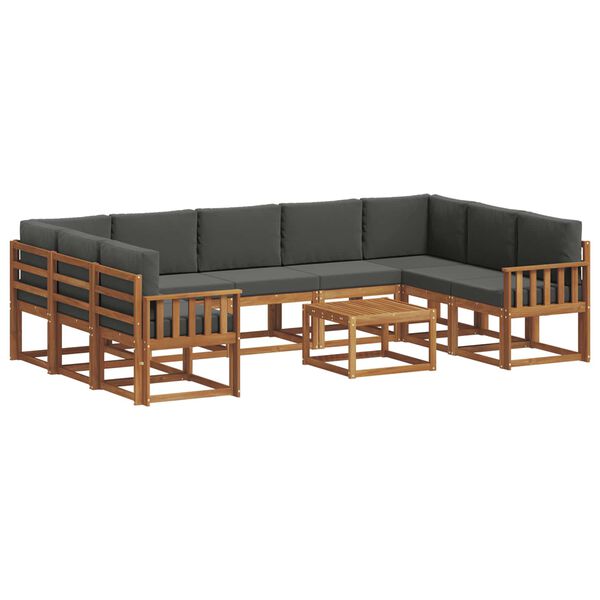 vidaXL &Uacute;ti s&oacute;fasett me&eth; p&uacute;&eth;i 10 pcs N&aacute;tt&uacute;rulegt og Antrac&iacute;t