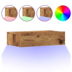 vidaXL sj&oacute;nvarpssk&aacute;pur me&eth; LED lj&oacute;sum Old Wood 60x35x15,5 cm