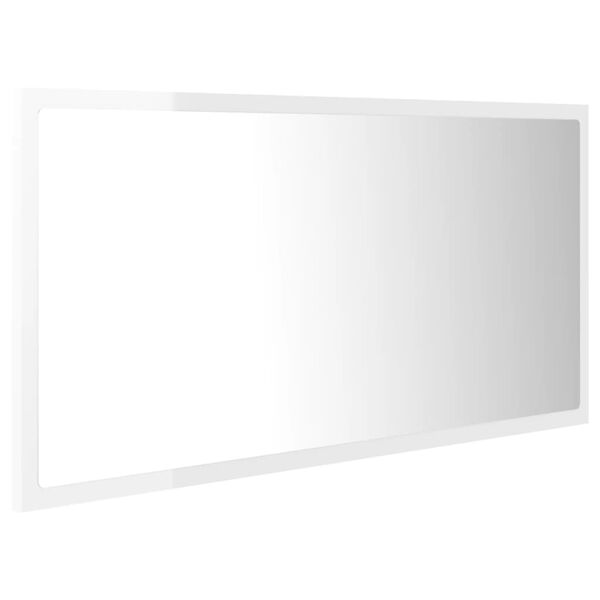 vidaXL LED Baðherbergisspegill Háglans Hvítur 90x8,5x37 cm
