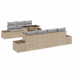 vidaXL S&oacute;fasett me&eth; p&uacute;&eth;i 8 pcs Beige og lj&oacute;sgr&aacute;r p&oacute;l&yacute;rattan