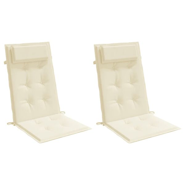 vidaXL Sessur fyrir Stóla með Háu Baki 2 stk. Rjóma Oxfordefni