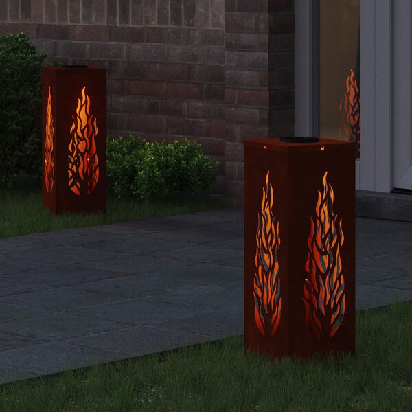 vidaXL S&oacute;lar LED st&iacute;gslj&oacute;s 2 pcs Corten st&aacute;l Corten st&aacute;l