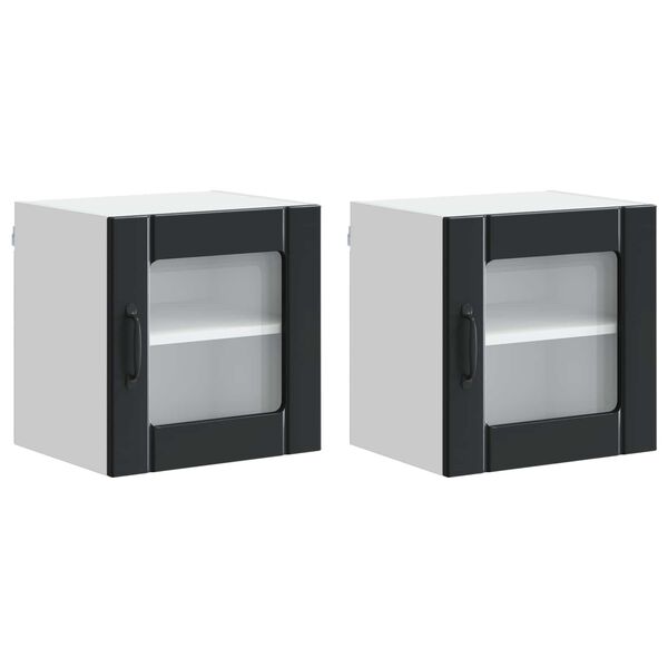 vidaXL Eldh&uacute;s sk&aacute;pur 2 pcs Svartur 40 x 31 x 40 cm Samsettur vi&eth;ur