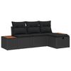 vidaXL Gar&eth;s&oacute;fa sett me&eth; p&uacute;&eth;i me&eth; geymslu 4 pcs Svartur p&oacute;l&yacute;rattan