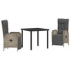 vidaXL Gar&eth;ur bor&eth;sett me&eth; p&uacute;&eth;i 3 pcs Gr&aacute;r p&oacute;l&yacute;rattan