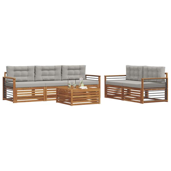 vidaXL &Uacute;ti s&oacute;fasett me&eth; p&uacute;&eth;i 6 pcs N&aacute;tt&uacute;rulegt og Lj&oacute;st Gr&aacute;tt