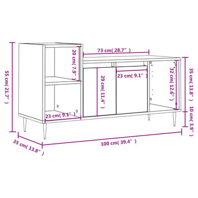 vidaXL Sjónvarpsskápur Grátt Sonoma 100x35x55 cm Samsettur Viður