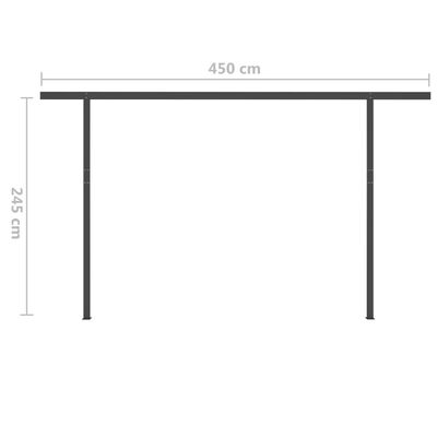 vidaXL Handvirkt Útdraganlegt Skyggni með LED 5x3,5 m Rjómahvít