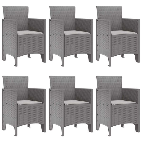 vidaXL Gar&eth;ur bor&eth;sett 7 pcs Lj&oacute;sgr&aacute;r Polt rattan