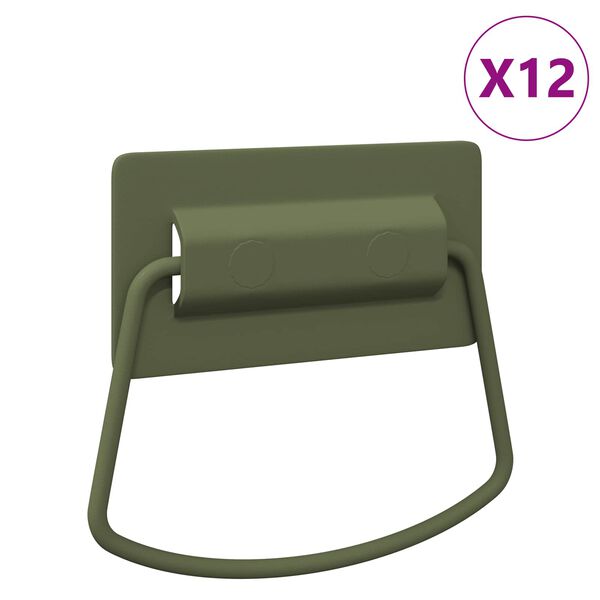 vidaXL Sk&aacute;pa handfang 12 pcs Ol&iacute;fugr&aelig;nn 85 x 45 mm M&aacute;lmur