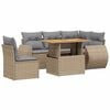 vidaXL 6 Hluta Gar&eth;s&oacute;fasett me&eth; Sessum Drapplita&eth; P&oacute;l&yacute;rattan