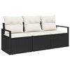 vidaXL S&oacute;fasett 3 pcs Svartur p&oacute;l&yacute;rattan
