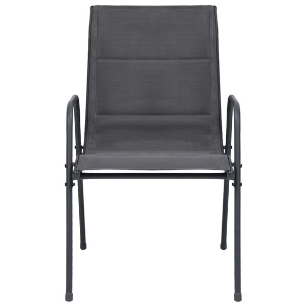 vidaXL Staflanlegir Gar&eth;st&oacute;lar 2 stk. St&aacute;l og Textilene Reykgr&aacute;ir