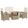 vidaXL 4 Hluta Gar&eth;bor&eth;stofusett me&eth; Sessum Drappa&eth; P&oacute;l&yacute;rattan