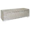 vidaXL Geymslubox Hv&iacute;tt 110 cm Natural Kubu Rattan & Gegnheill Mah&oacute;nvi&eth;ur