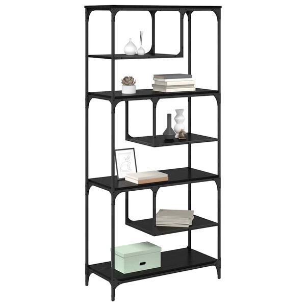 vidaXL B&oacute;kahilla Sv&ouml;rt eik 81 x 36 x 176 cm Samsettur vi&eth;ur