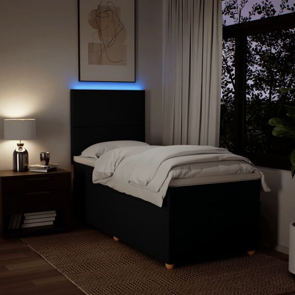 vidaXL H&oacute;lfa&eth; Springr&uacute;m Svart 90x200 cm Tauefni